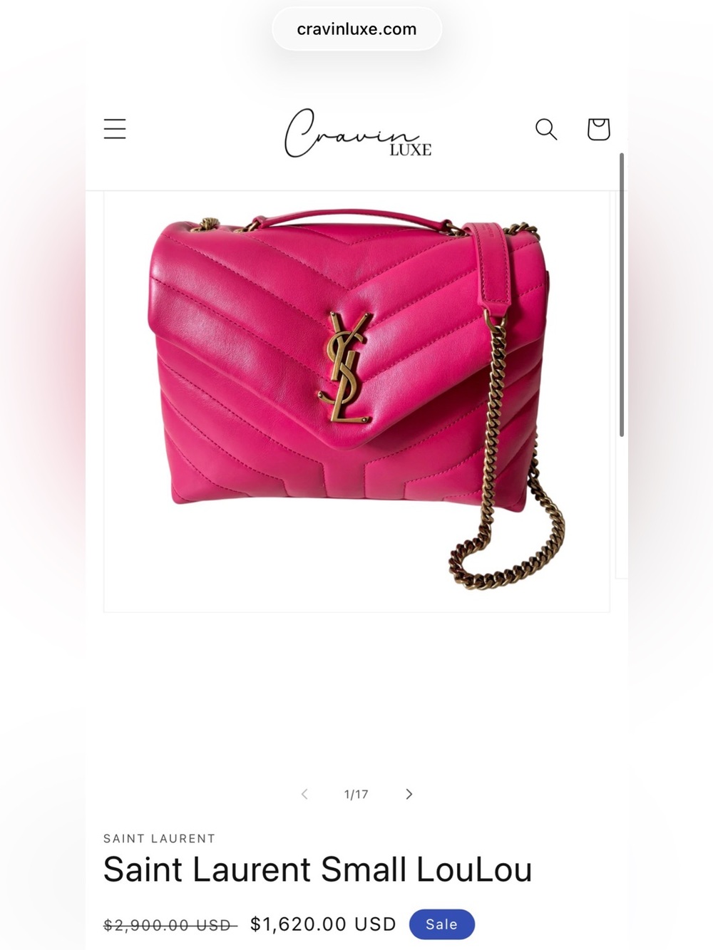 RARE Saint Laurent YSL Small Loulou Pink Fuchsia Shoulder Bag - Picture 17 of 17
